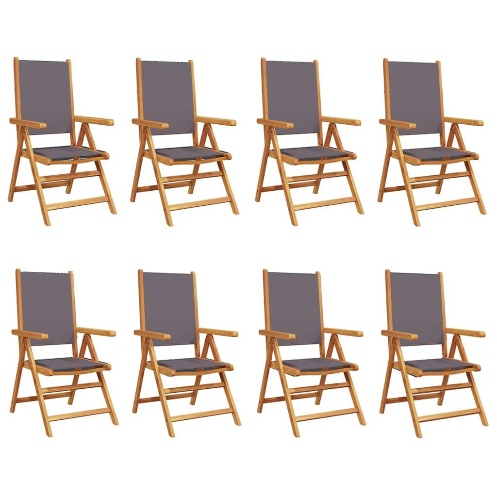 vidaXL Reclining Folding Chairs 8 pcs Anthracite Fabric and Solid Wood 2