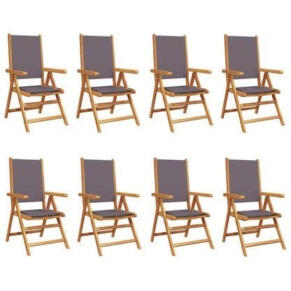 vidaXL Reclining Folding Chairs 8 pcs Anthracite Fabric and Solid Wood 2