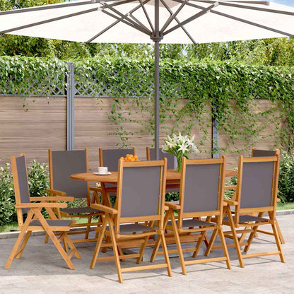 vidaXL Reclining Folding Chairs 8 pcs Anthracite Fabric and Solid Wood 1