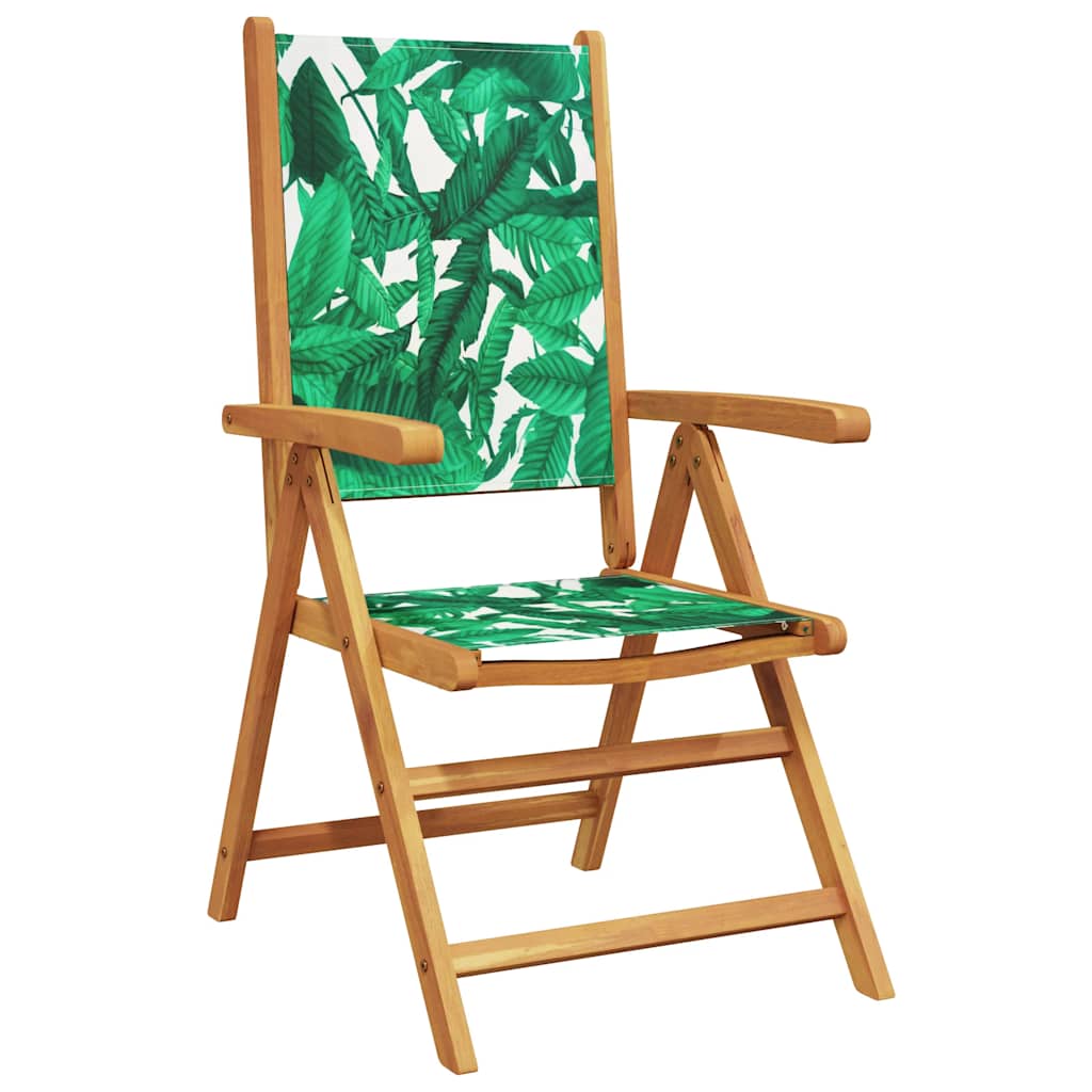 vidaXL Reclining Folding Chairs 8 pcs Green Fabric and Solid Wood 3