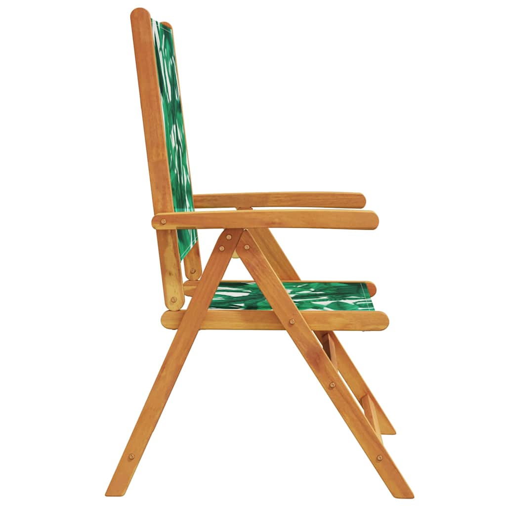 vidaXL Reclining Folding Chairs 8 pcs Green Fabric and Solid Wood 5