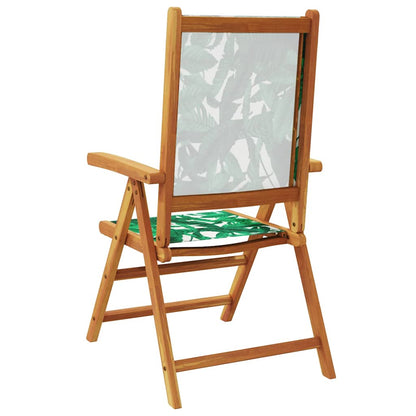 vidaXL Reclining Folding Chairs 8 pcs Green Fabric and Solid Wood 6