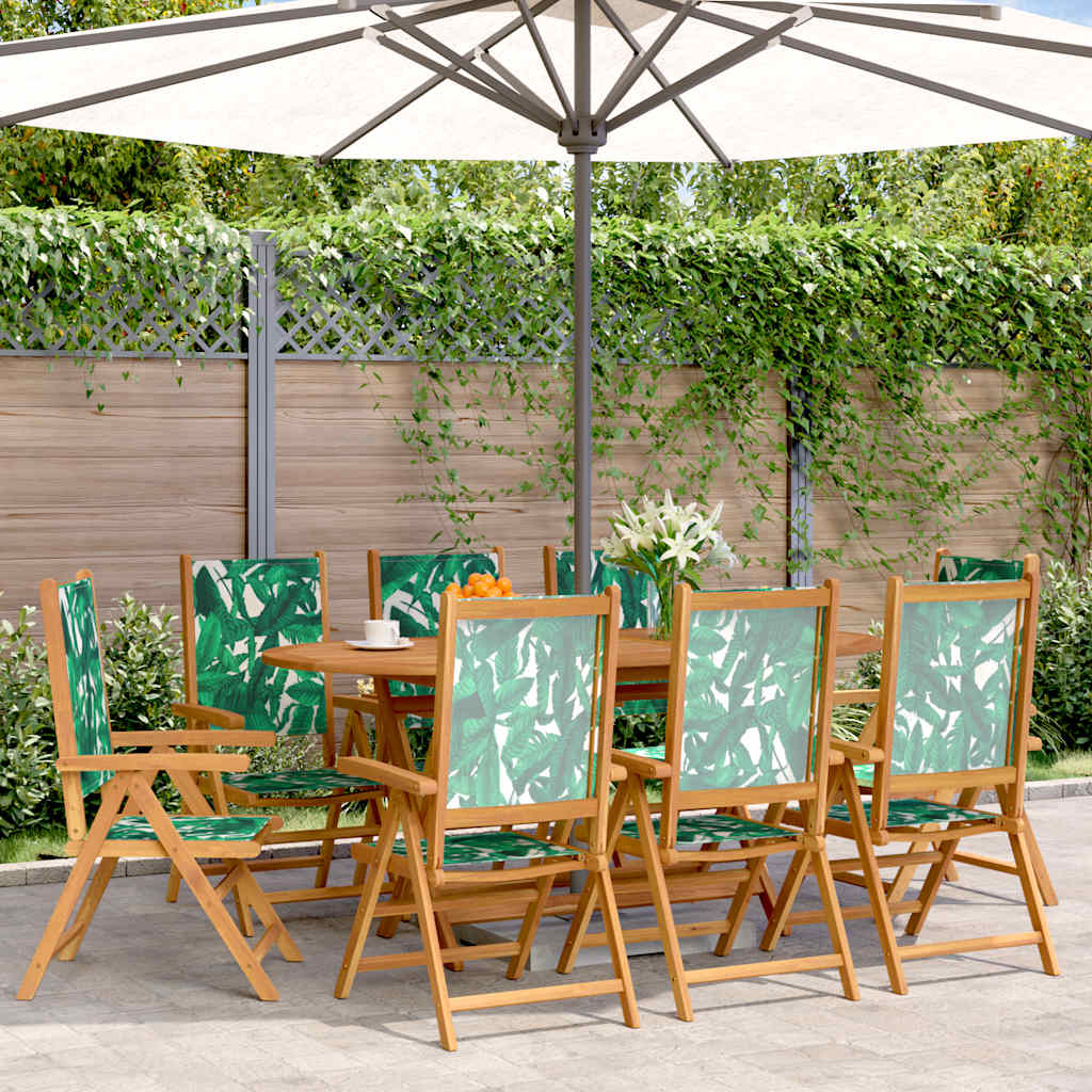 vidaXL Reclining Folding Chairs 8 pcs Green Fabric and Solid Wood 1