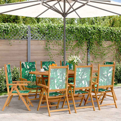 Reclining Folding Chairs Fabric and Solid Wood 8 Leaf pattern