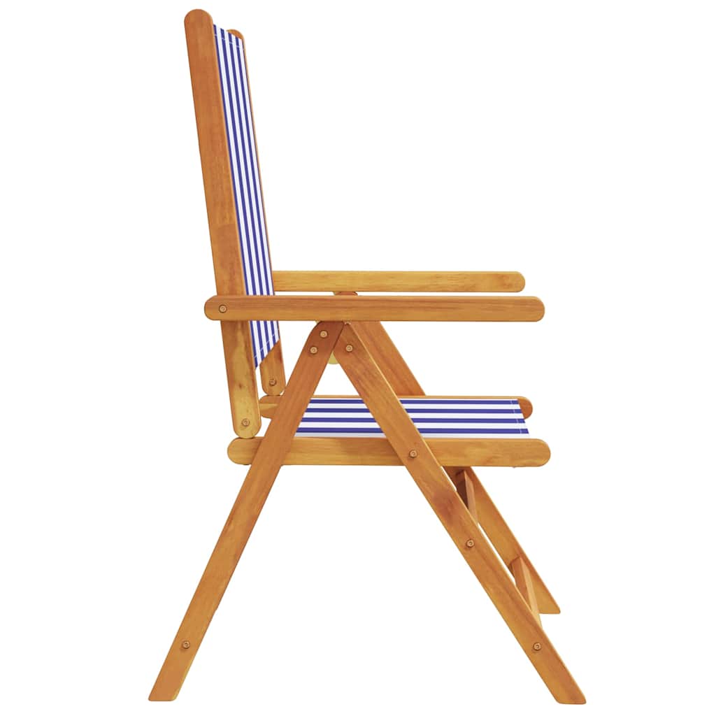 vidaXL Reclining Folding Chairs 8 pcs Blue and White Fabric&Solid Wood 6