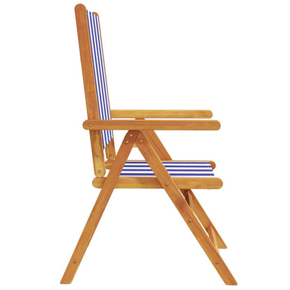 vidaXL Reclining Folding Chairs 8 pcs Blue and White Fabric&Solid Wood 6