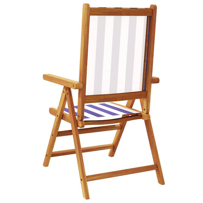 vidaXL Reclining Folding Chairs 8 pcs Blue and White Fabric&Solid Wood 5