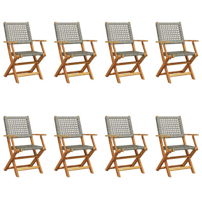 Folding Chairs Poly Rattan and Solid Wood Grey 8