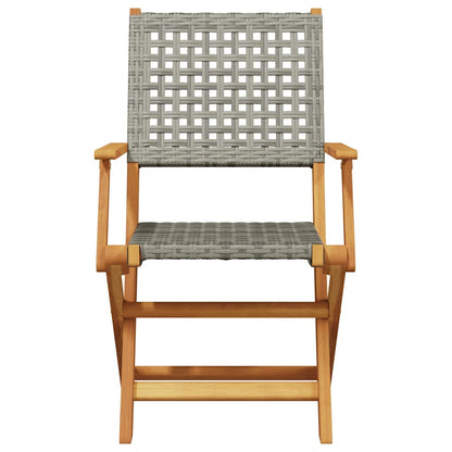 vidaXL Folding Chairs 8 pcs Grey Poly Rattan and Solid Wood 4