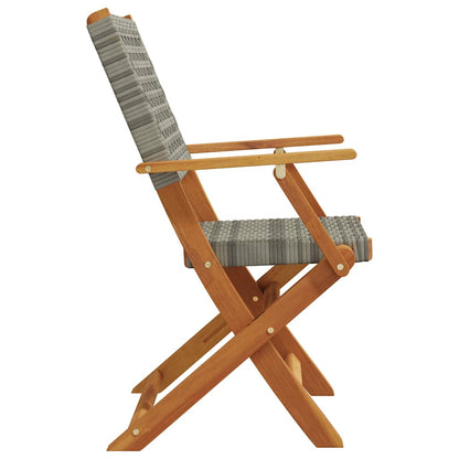 Folding Chairs Poly Rattan and Solid Wood Grey 8