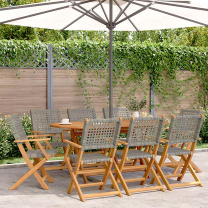 Folding Chairs Poly Rattan and Solid Wood Grey 8