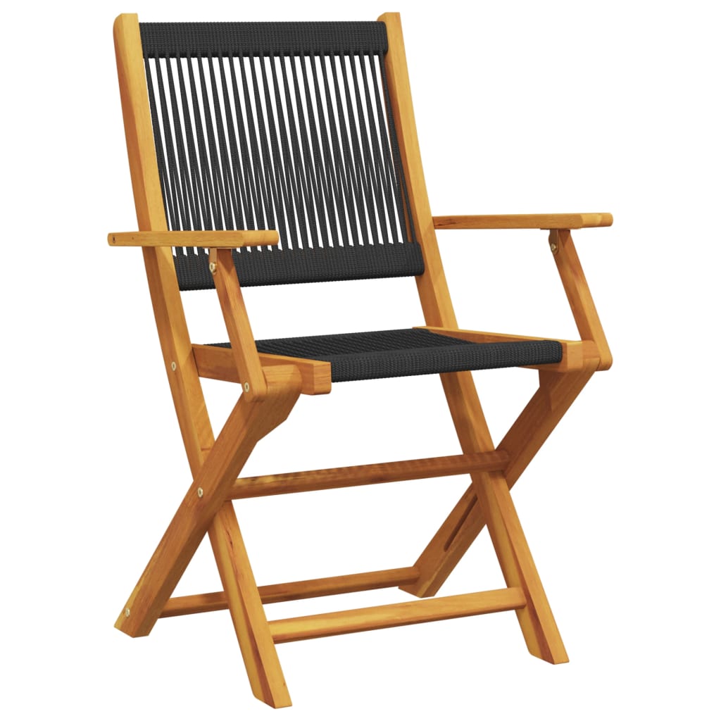 vidaXL Folding Chairs 8 pcs Black Solid Wood Acacia 3