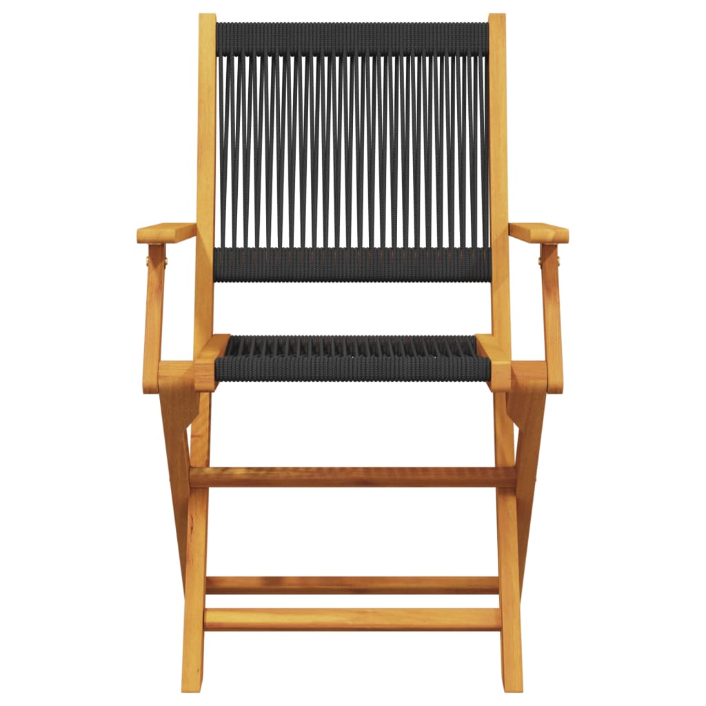 vidaXL Folding Chairs 8 pcs Black Solid Wood Acacia 4