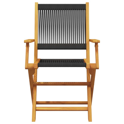 vidaXL Folding Chairs 8 pcs Black Solid Wood Acacia 4