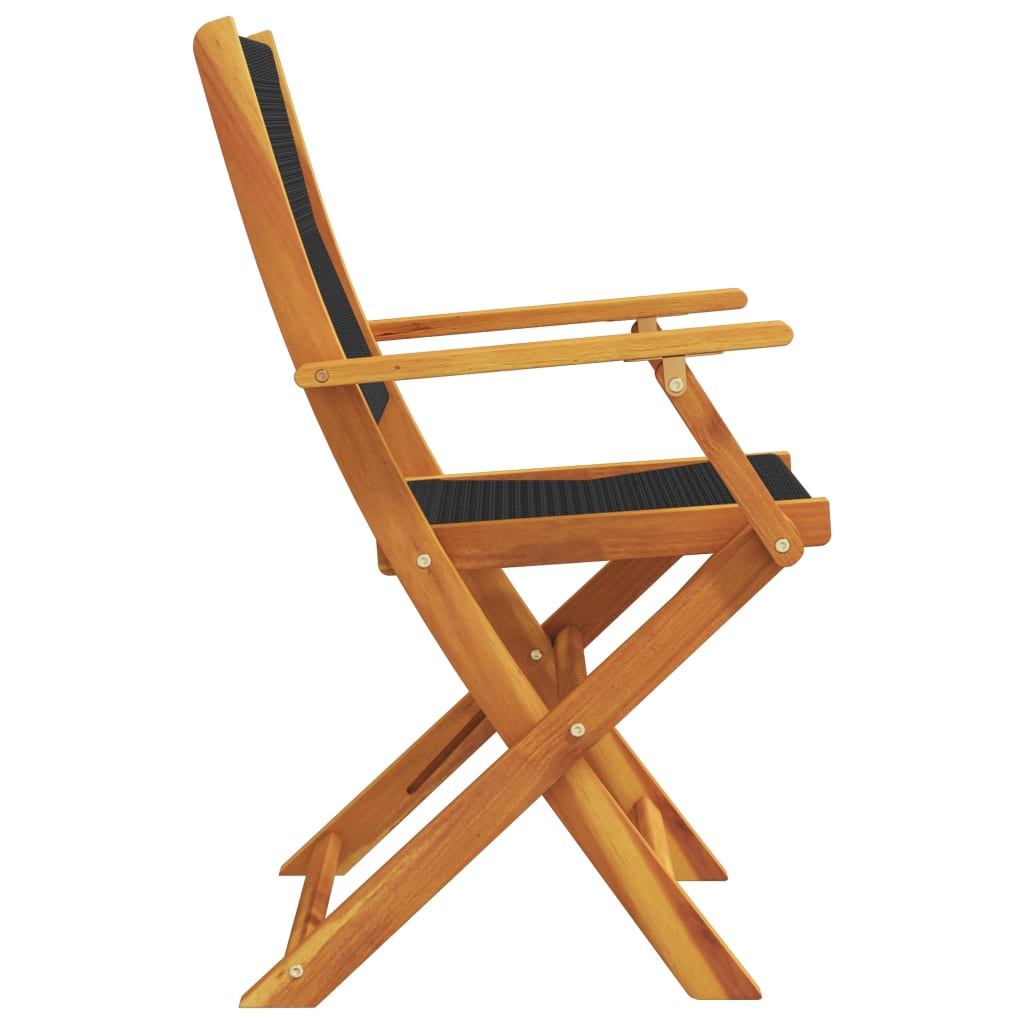 vidaXL Folding Chairs 8 pcs Black Solid Wood Acacia 6
