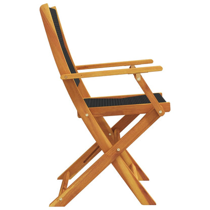 vidaXL Folding Chairs 8 pcs Black Solid Wood Acacia 6