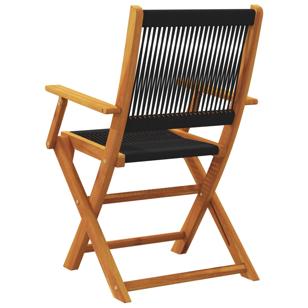 vidaXL Folding Chairs 8 pcs Black Solid Wood Acacia 5