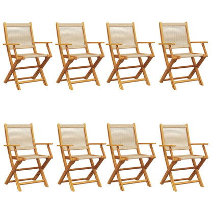 vidaXL Folding Chairs 8 pcs Beige Solid Wood Acacia 2
