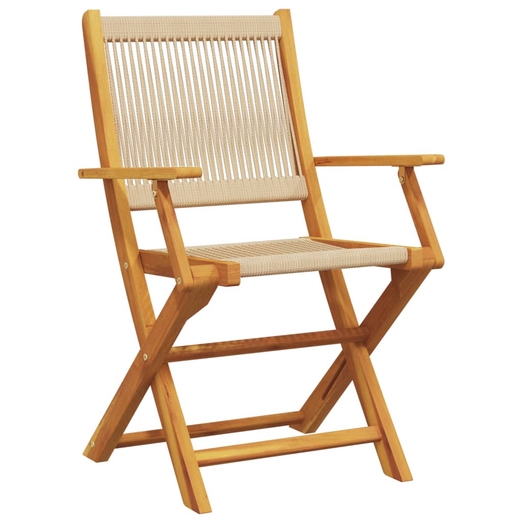 vidaXL Folding Chairs 8 pcs Beige Solid Wood Acacia 3