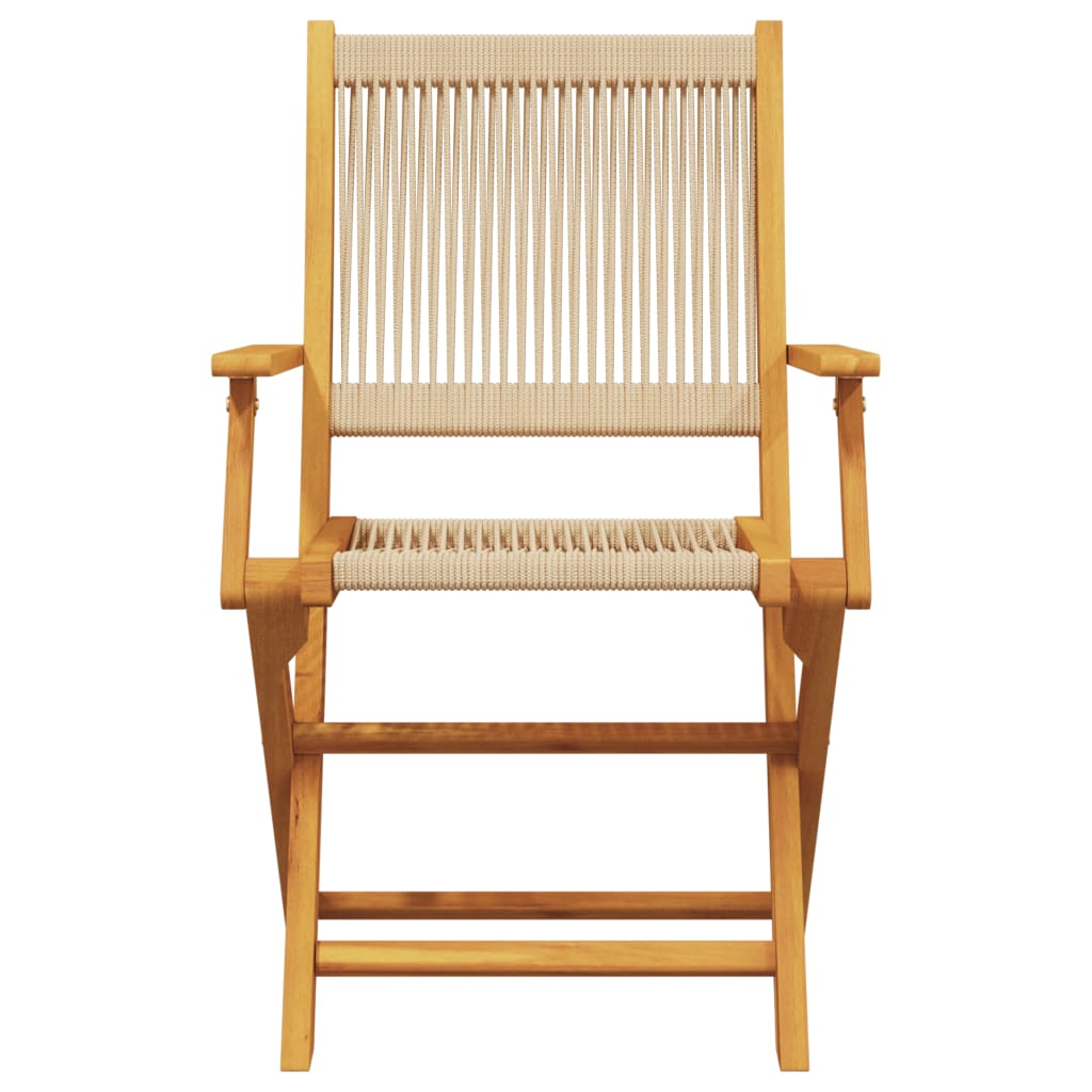 vidaXL Folding Chairs 8 pcs Beige Solid Wood Acacia 4
