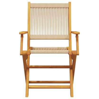 vidaXL Folding Chairs 8 pcs Beige Solid Wood Acacia 4