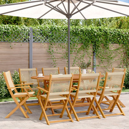 vidaXL Folding Chairs 8 pcs Beige Solid Wood Acacia 1