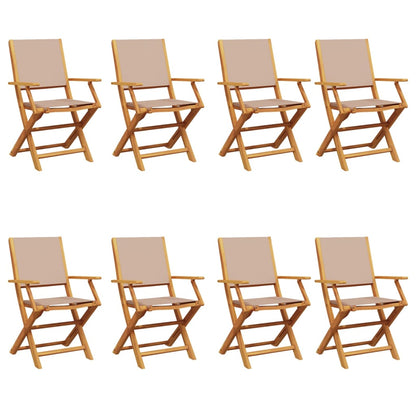 vidaXL Folding Chairs 8 pcs Taupe Fabric and Solid Wood 2