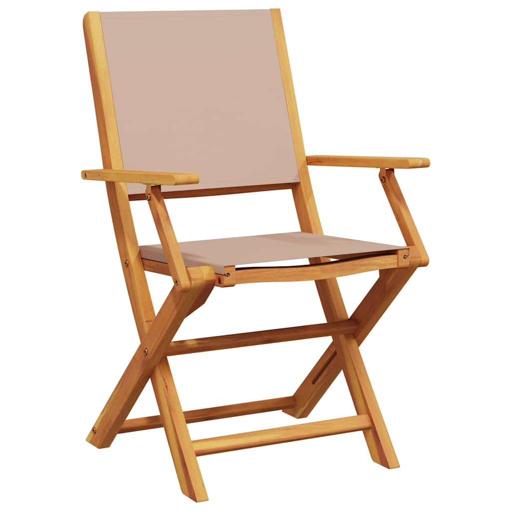 vidaXL Folding Chairs 8 pcs Taupe Fabric and Solid Wood 3