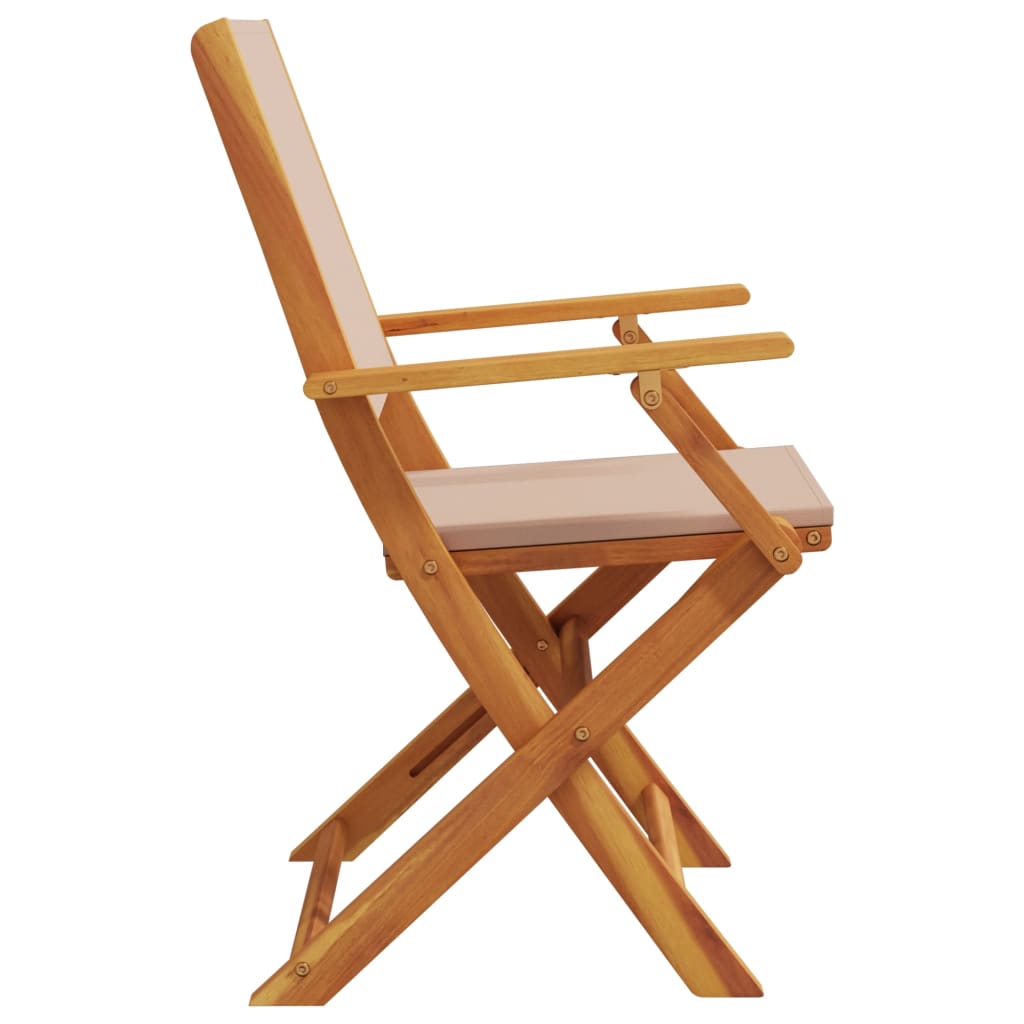 vidaXL Folding Chairs 8 pcs Taupe Fabric and Solid Wood 5