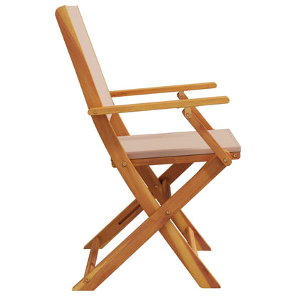 vidaXL Folding Chairs 8 pcs Taupe Fabric and Solid Wood 5