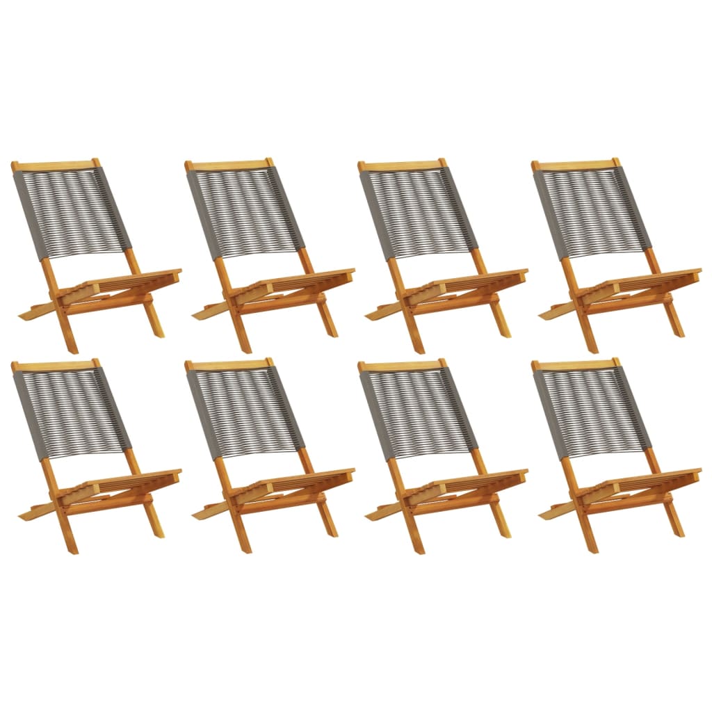 Folding Chairs Solid Wood Acacia Grey