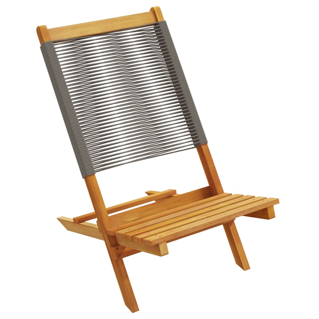 vidaXL Folding Chairs 8 pcs Grey Solid Wood Acacia 4