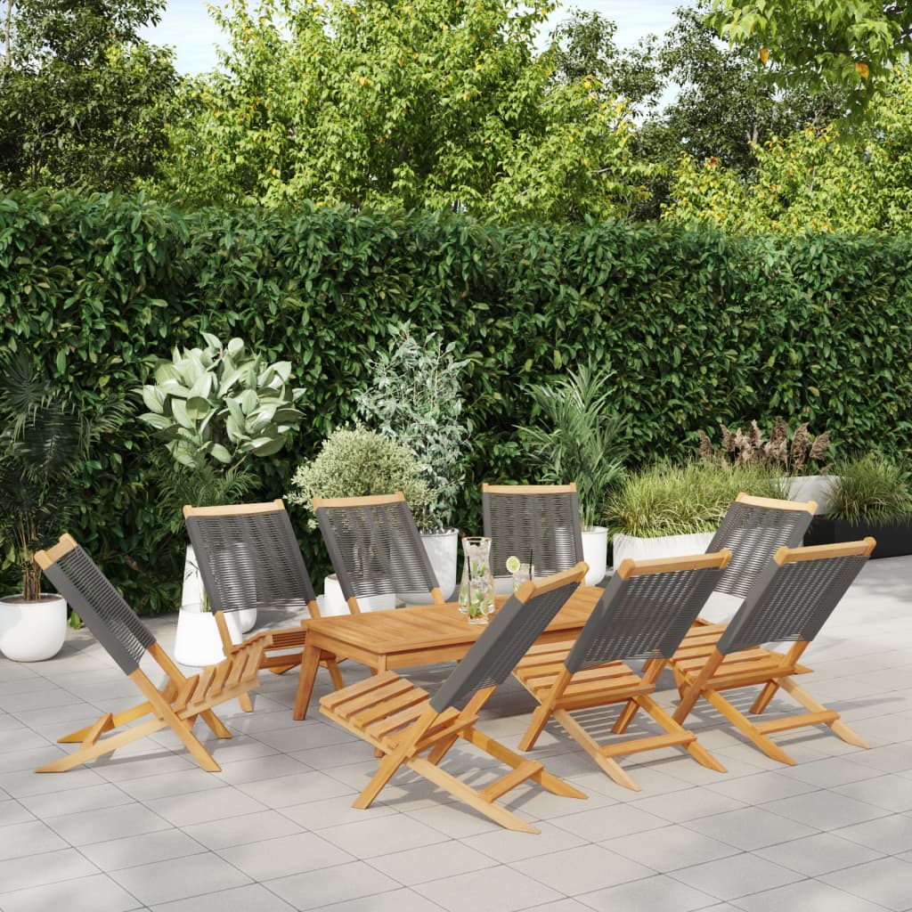 vidaXL Folding Chairs 8 pcs Grey Solid Wood Acacia 1