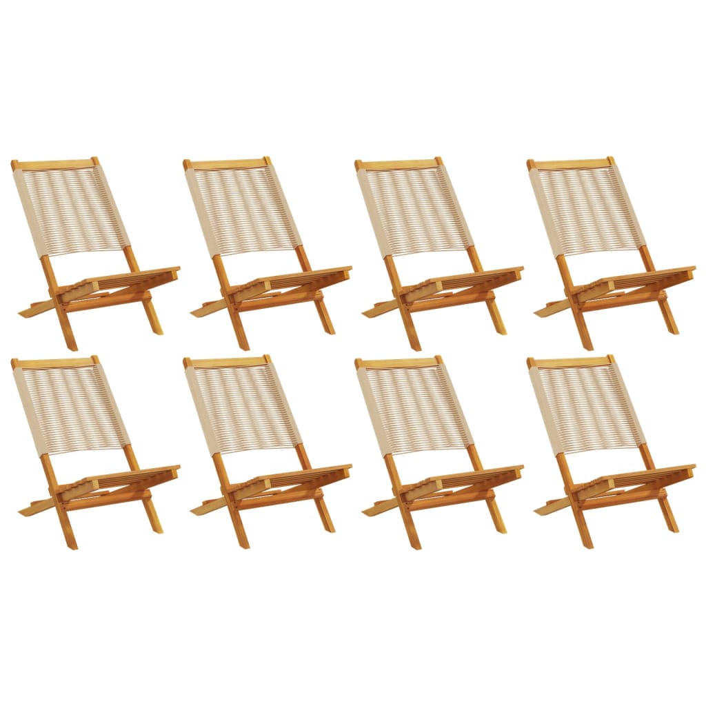 vidaXL Folding Chairs 8 pcs Beige Solid Wood Acacia 2