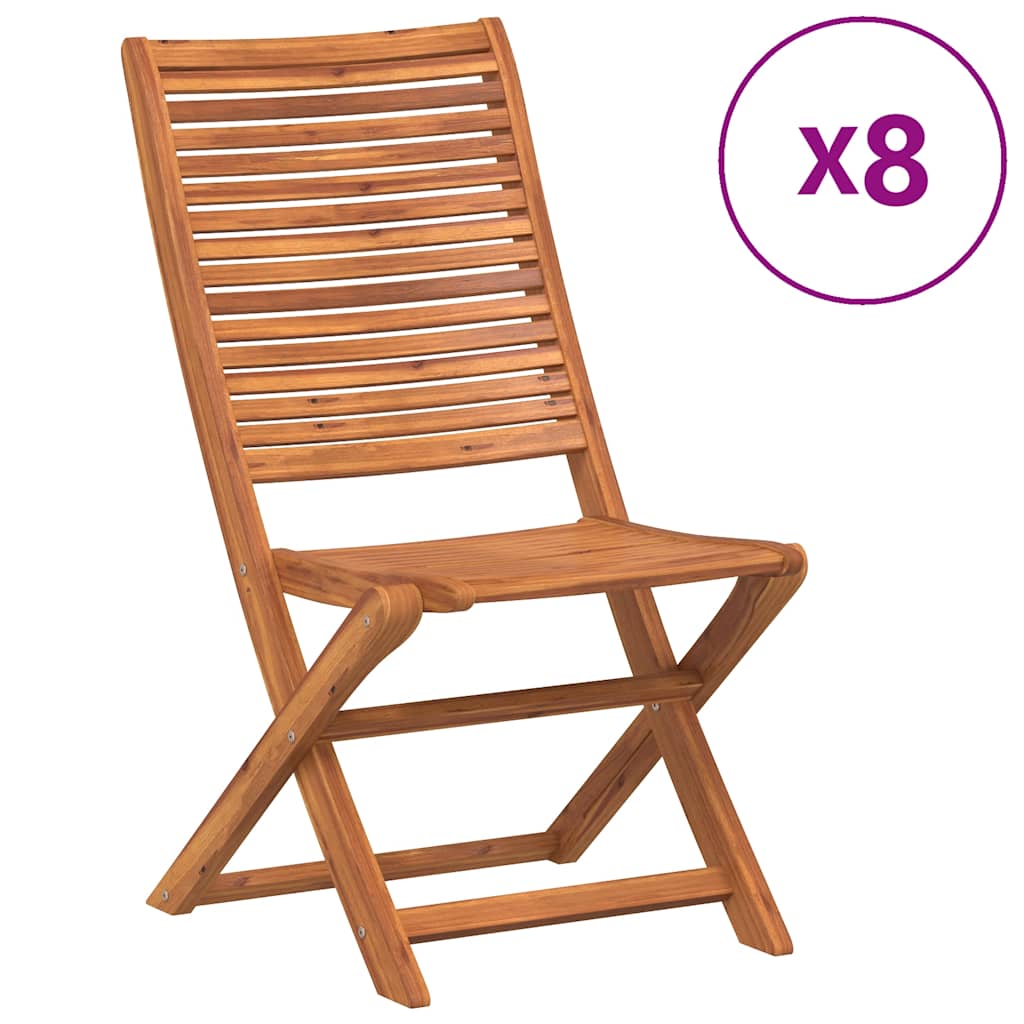 vidaXL Folding Chairs 8 pcs 51x66x95 cm Solid Wood Acacia 2