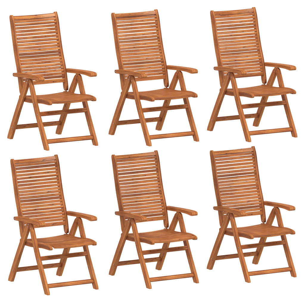 vidaXL Reclining Folding Chairs 6 pcs 56x72x107 cm Solid Wood Acacia 2