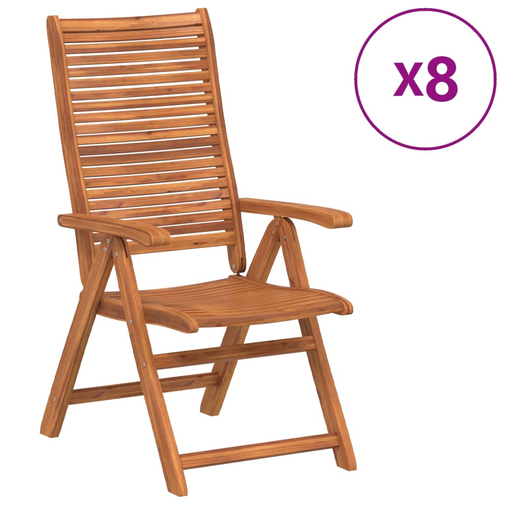 vidaXL Reclining Folding Chairs 8 pcs 56x72x107 cm Solid Wood Acacia 2