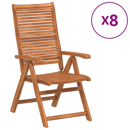 vidaXL Reclining Folding Chairs 8 pcs 56x72x107 cm Solid Wood Acacia 2