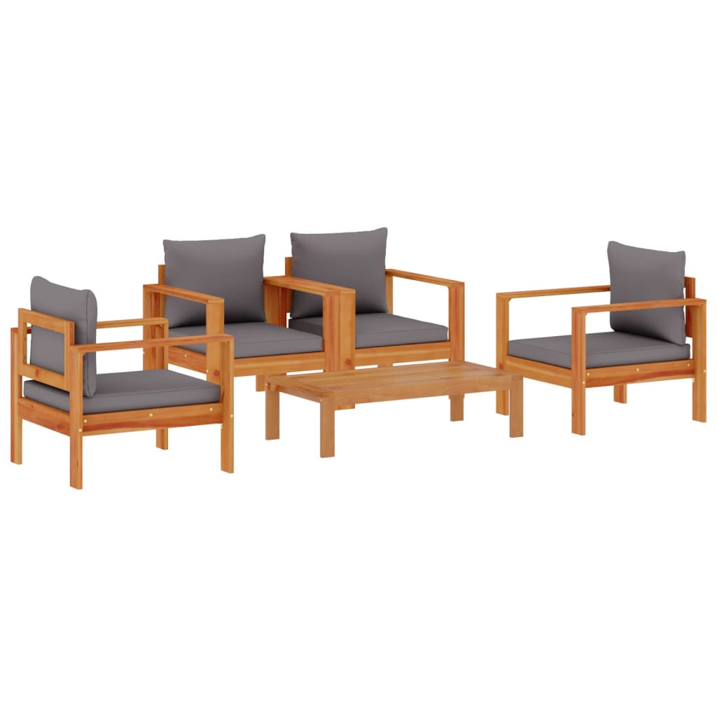 vidaXL 5 Piece Garden Sofa Set with Cushions Solid Wood Acacia 2