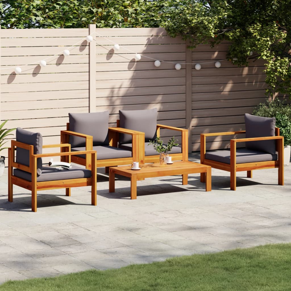 vidaXL 5 Piece Garden Sofa Set with Cushions Solid Wood Acacia 1