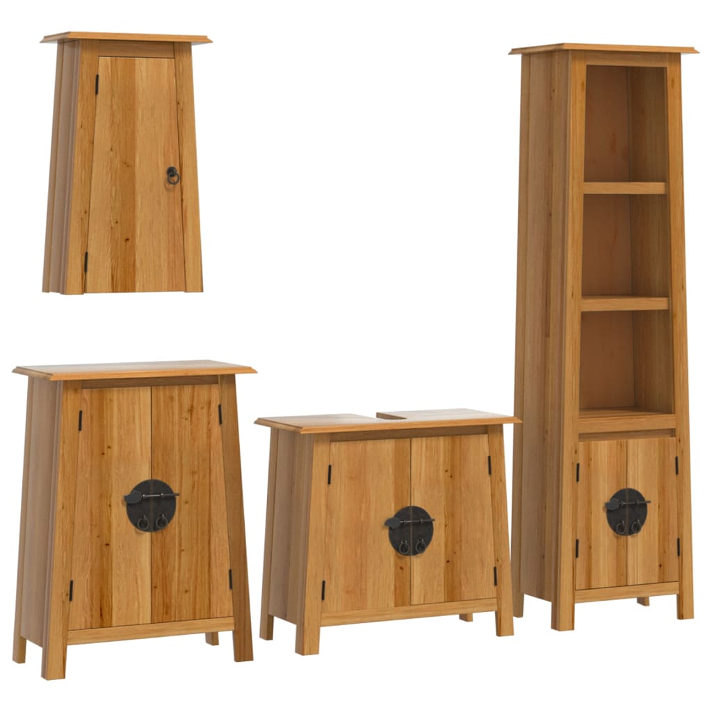 vidaXL 4 Piece Bathroom Furniture Set Solid Wood Pine 2