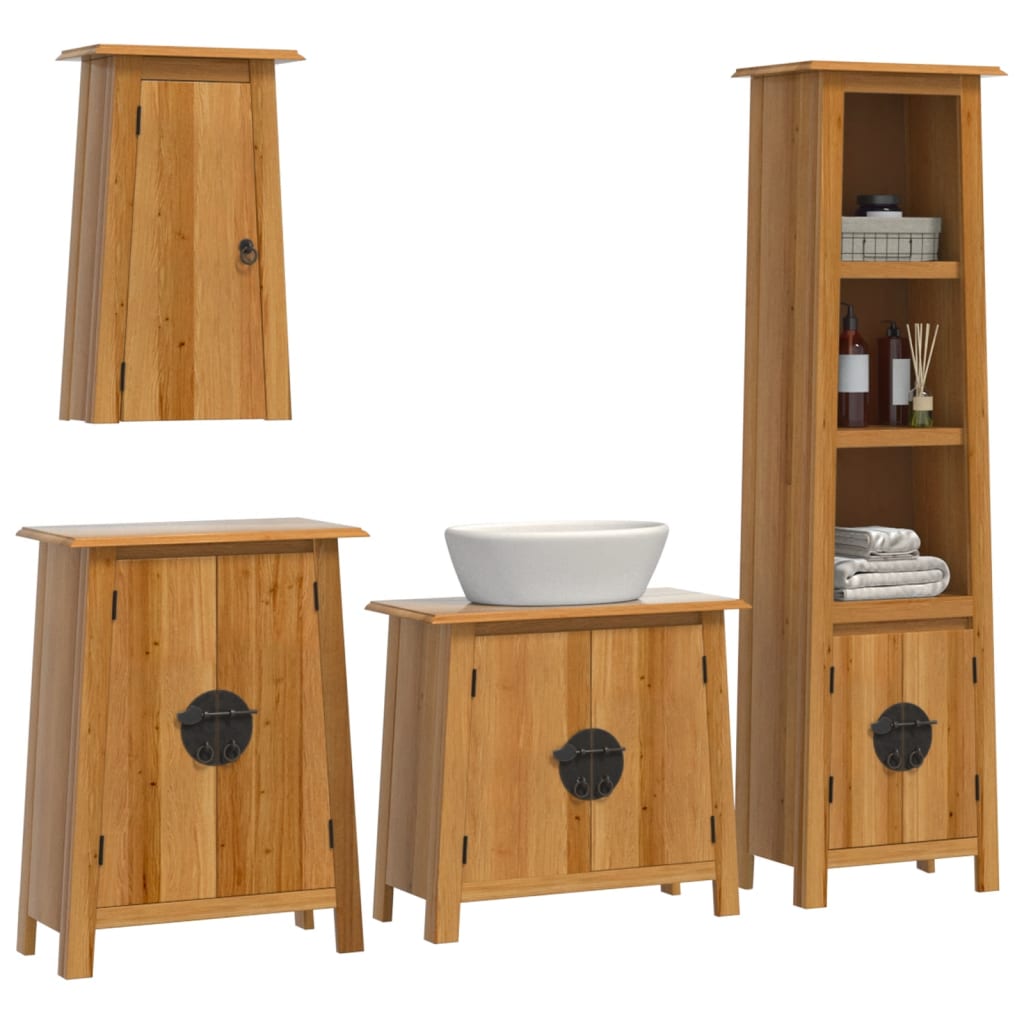 vidaXL 4 Piece Bathroom Furniture Set Solid Wood Pine 3