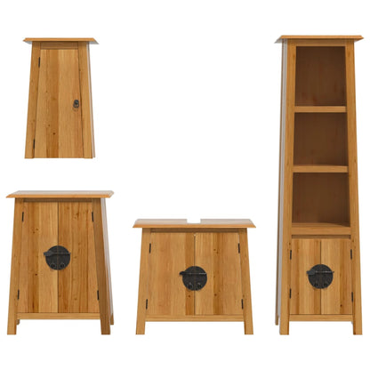 vidaXL 4 Piece Bathroom Furniture Set Solid Wood Pine 5