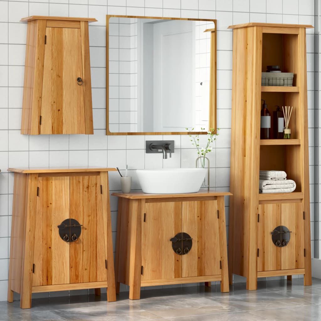 vidaXL 4 Piece Bathroom Furniture Set Solid Wood Pine 1