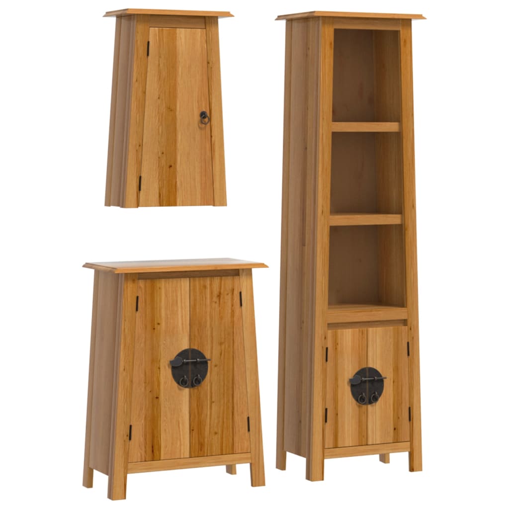 vidaXL 3 Piece Bathroom Furniture Set Solid Wood Pine 2