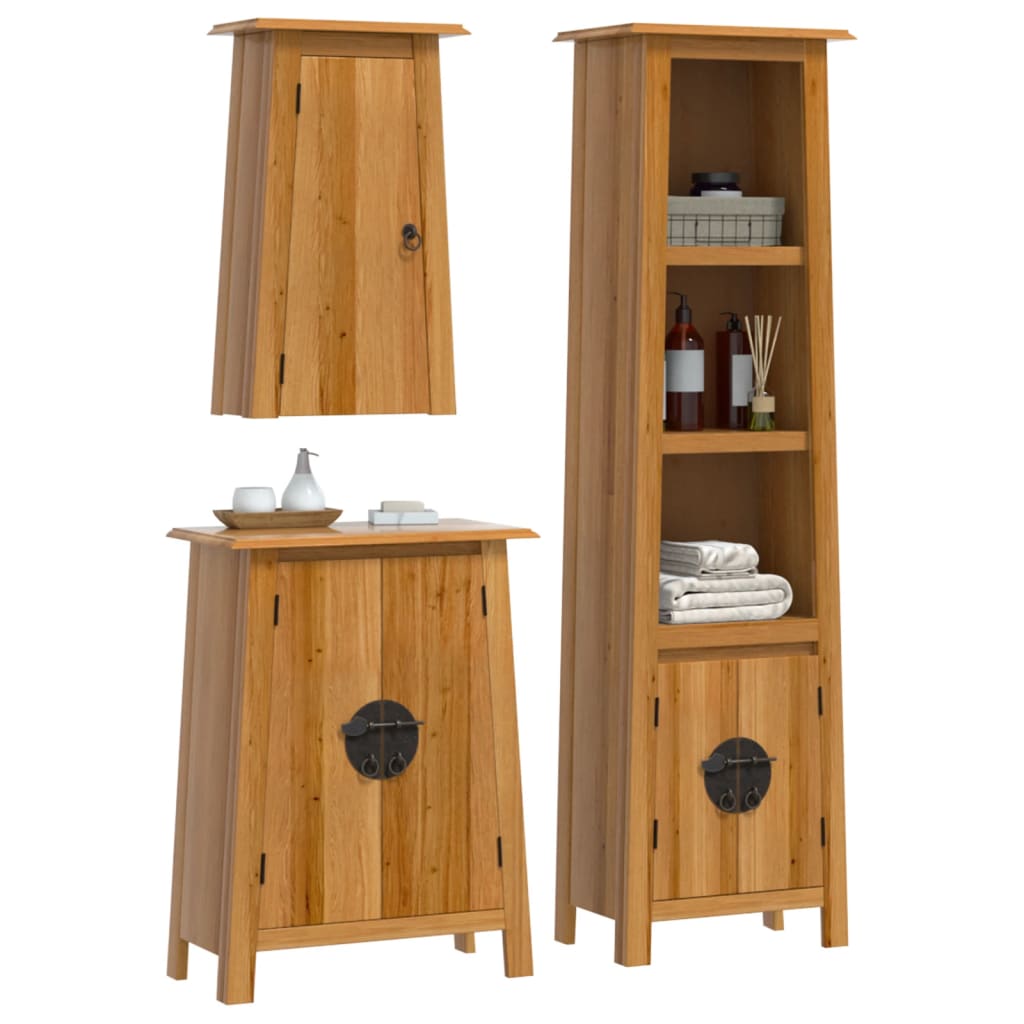vidaXL 3 Piece Bathroom Furniture Set Solid Wood Pine 3