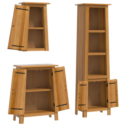 vidaXL 3 Piece Bathroom Furniture Set Solid Wood Pine 4