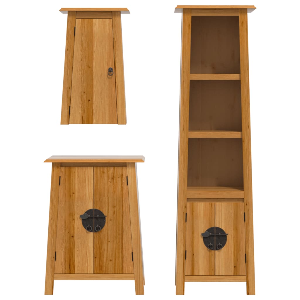vidaXL 3 Piece Bathroom Furniture Set Solid Wood Pine 5