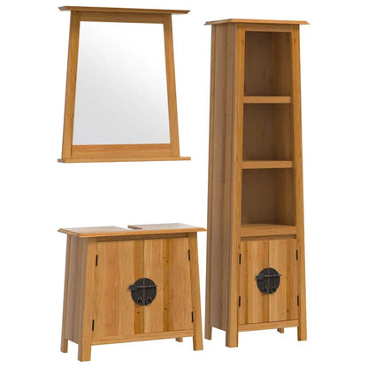 vidaXL 3 Piece Bathroom Furniture Set Solid Wood Pine 2