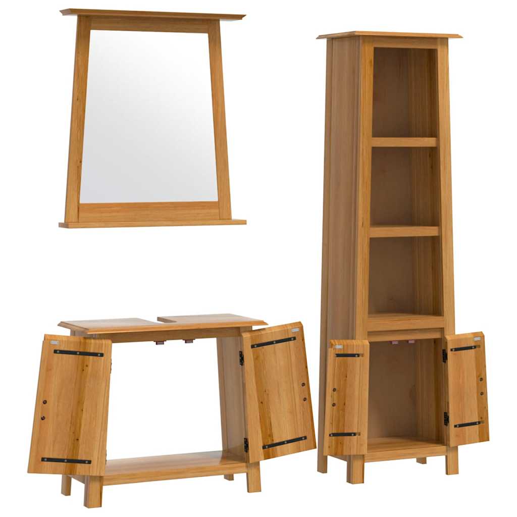 vidaXL 3 Piece Bathroom Furniture Set Solid Wood Pine 3